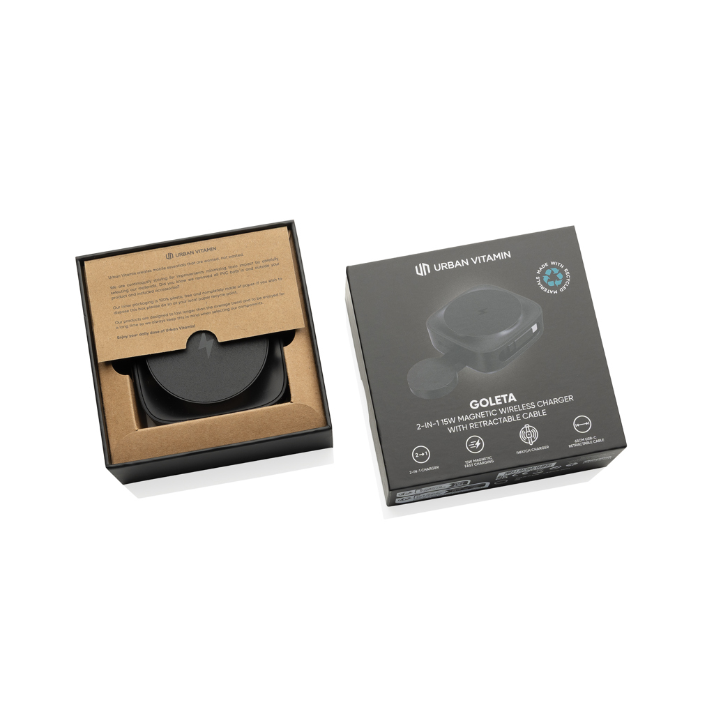 Urban Vitamin Goleta 2-in-1 Wireless Charger 15W mit Logo