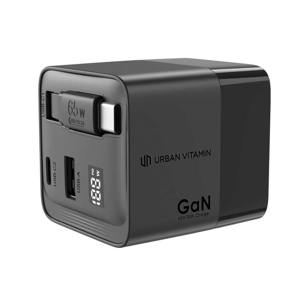 RCS‑zert. recyceltes 65W GaN USB‑C Ladegerät – schwarz