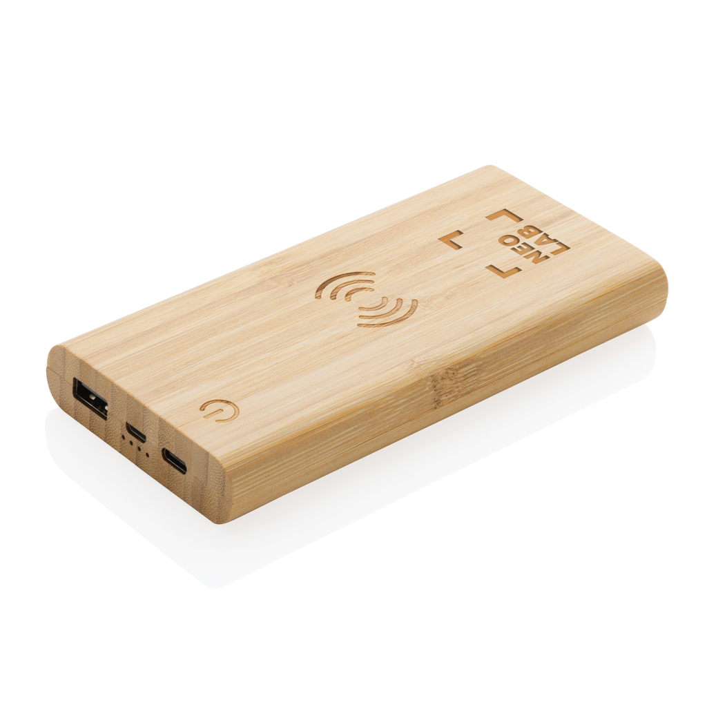 Bambus-Powerbank 8000mAh mit Wireless Charging – Stilvolles Eventgeschenk mit Logo Bambus-Powerbank 8000mAh mit Wireless Charging – Stilvolles Eventgeschenk mit Logo