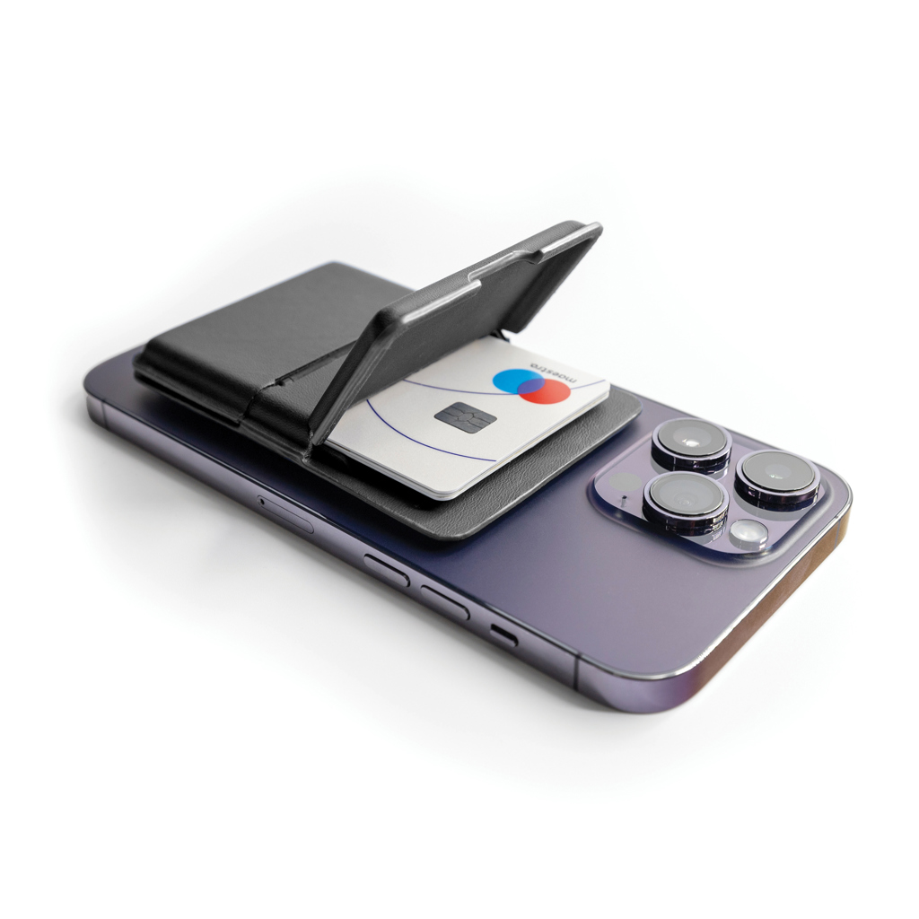 MagSafe iPhone RFID Kartenetui Ständer PU – schwarz MagSafe iPhone RFID Kartenetui Ständer PU – schwarz