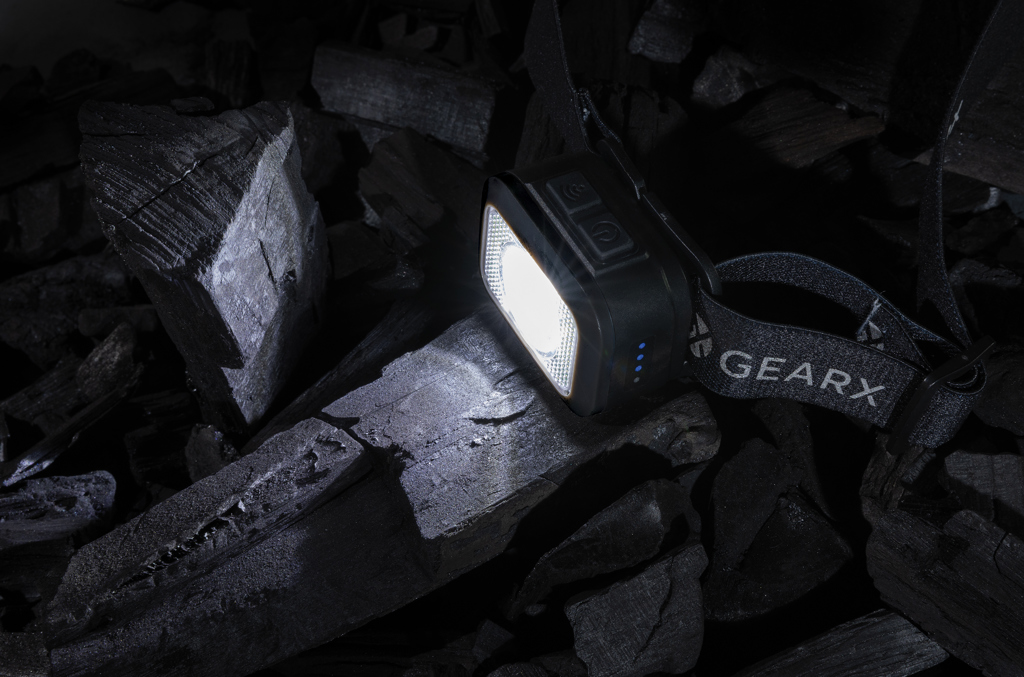 GearX Hochleistungs-Kopflampe 250 Lumen aus RCS-recyceltem ABS, USB-C GearX Hochleistungs-Kopflampe 250 Lumen aus RCS-recyceltem ABS, USB-C
