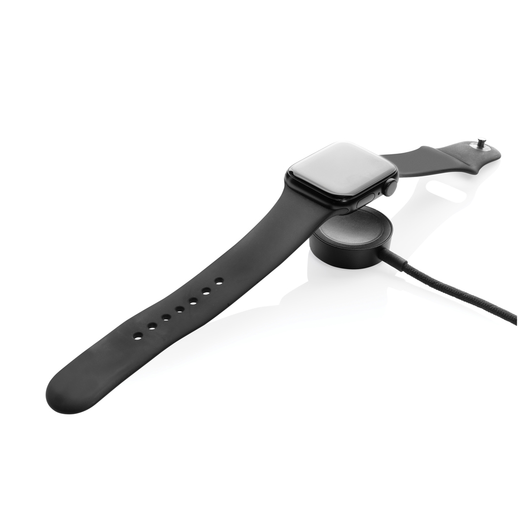 RCS-zertifiziertes 6-in-1 rPET-Ladekabel mit Uhrenlader grau