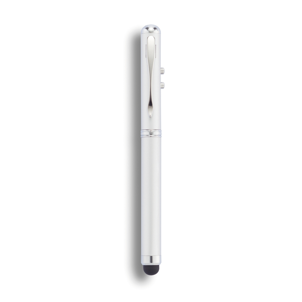 Edelstahl Pro 4-in-1 Kugelschreiber Stylus Laser-LED silber