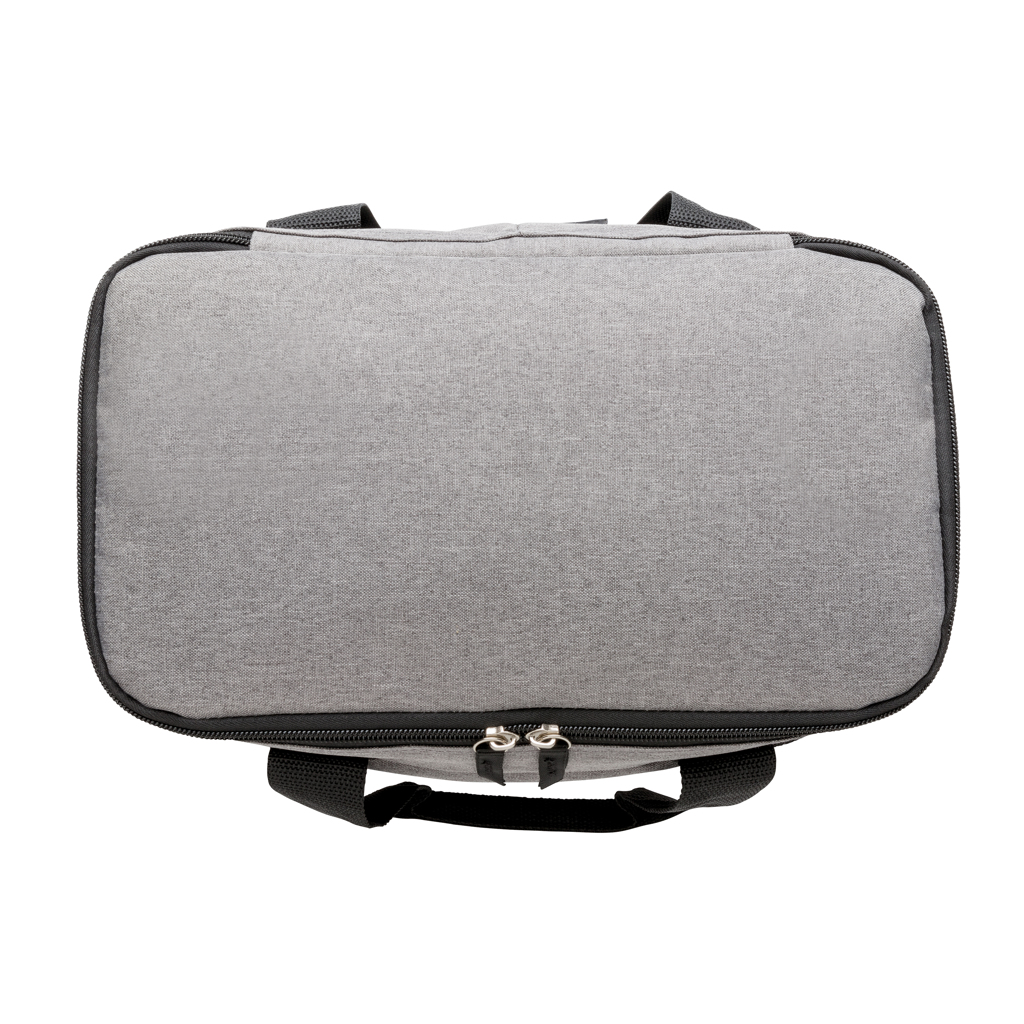XD Collection Große Kühltasche 600D Polyester für 20 Dosen, grau, mit Logo bedruckbar