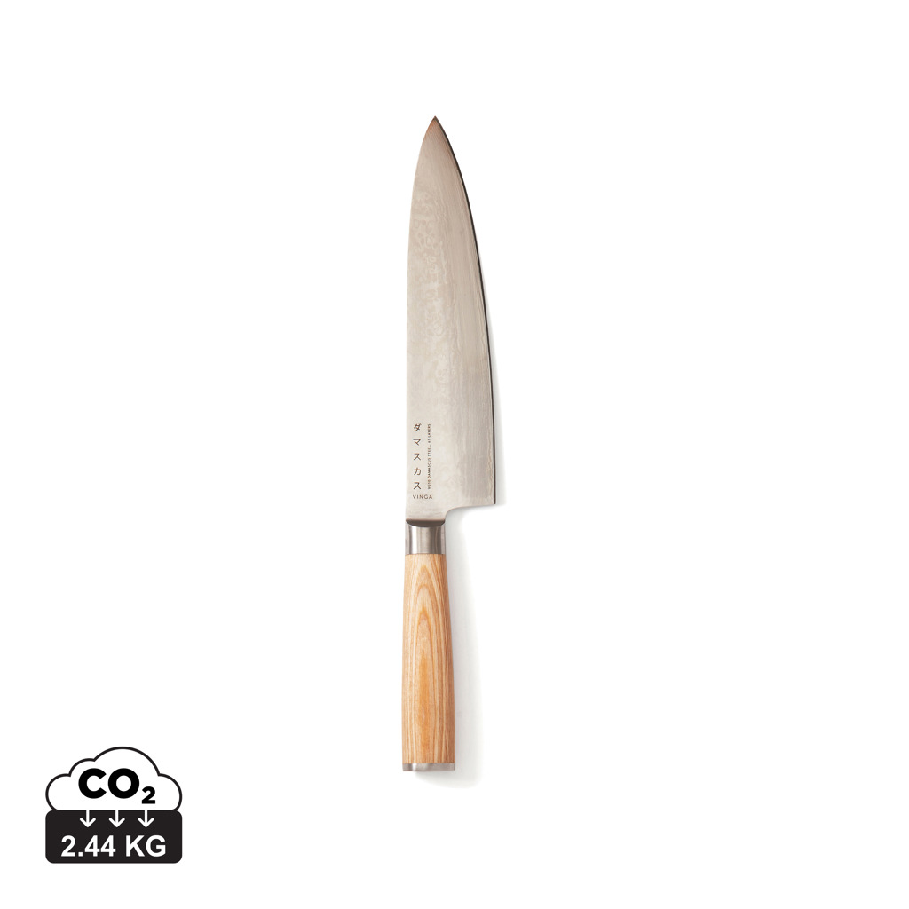 VINGA Hattasan Damascus Kochmesser mit Pakkaholz-Griff – mit Logo veredelbar VINGA Hattasan Damascus Kochmesser mit Pakkaholz-Griff – mit Logo veredelbar