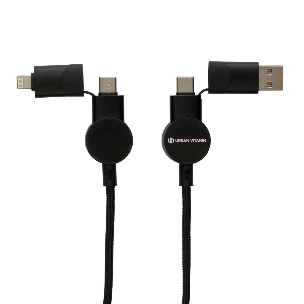 Oakland 6-in-1 Schnellladekabel RCS PET TPE 45W Werbegeschenk mit Logo Oakland 6-in-1 Schnellladekabel RCS PET TPE 45W Werbegeschenk mit Logo