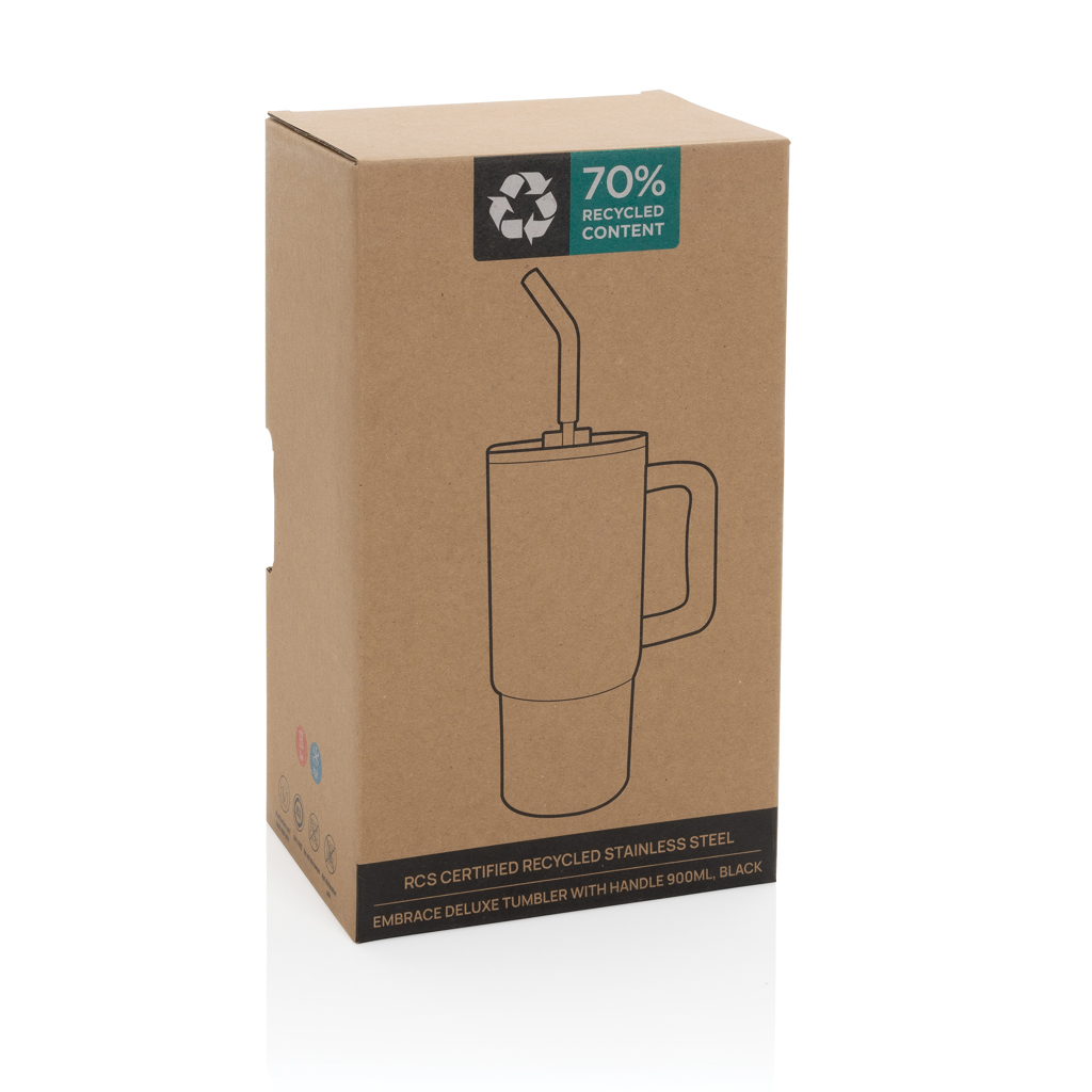 XD Collection Embrace Deluxe Thermobecher 900 ml aus RCS-recyceltem Edelstahl, gravur- und druckfähig