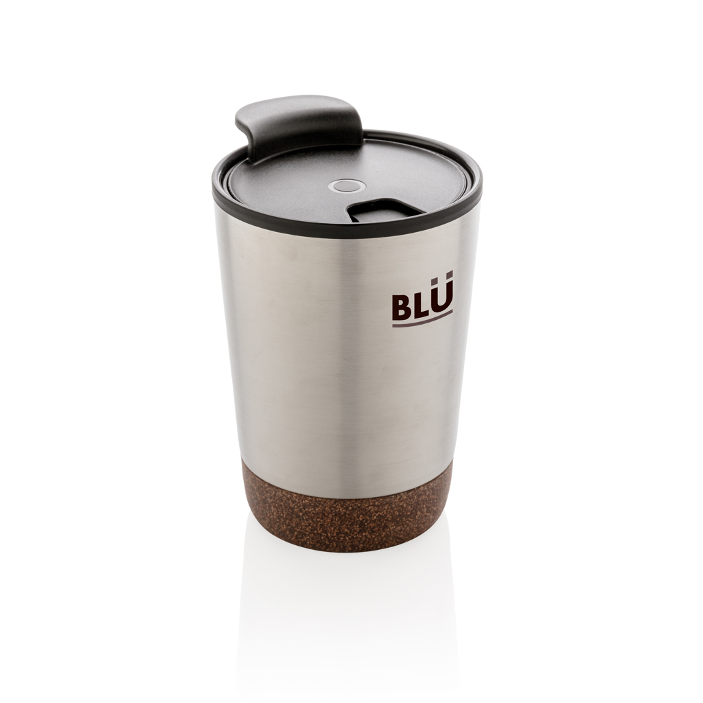 XD Collection RCS Edelstahl-Kaffeebecher mit Kork, 300 ml, mit Logo bedruckbar