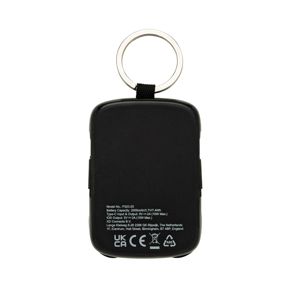 XD Collection Nexo Schlüsselanhänger-Powerbank 2.000 mAh mit Lightning- und USB-C-Kabel – bedruckbar XD Collection Nexo Schlüsselanhänger-Powerbank 2.000 mAh mit Lightning- und USB-C-Kabel – bedruckbar