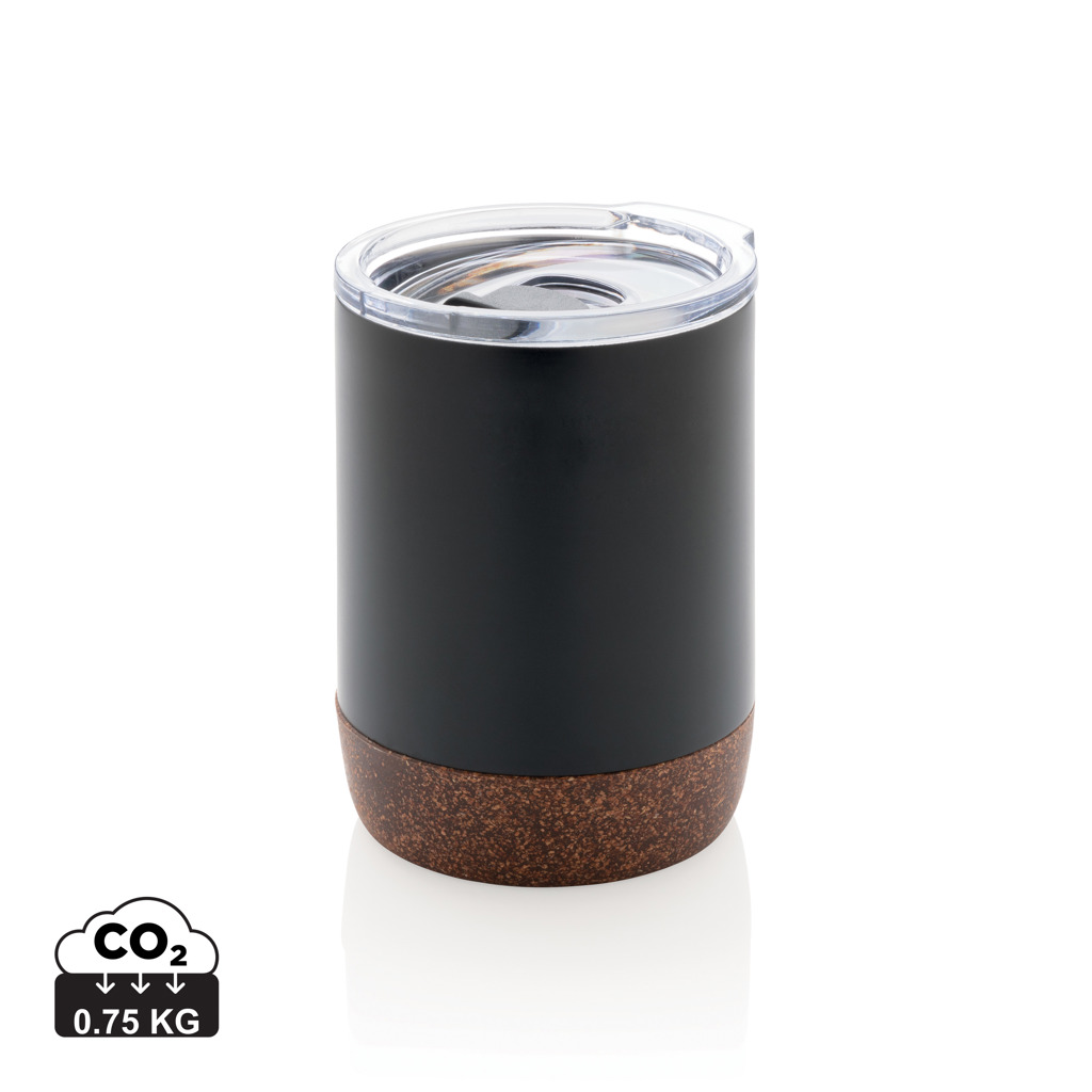 XD Collection Vakuum-Kaffeetasse RCS rSteel & Kork 180 ml mit Logo