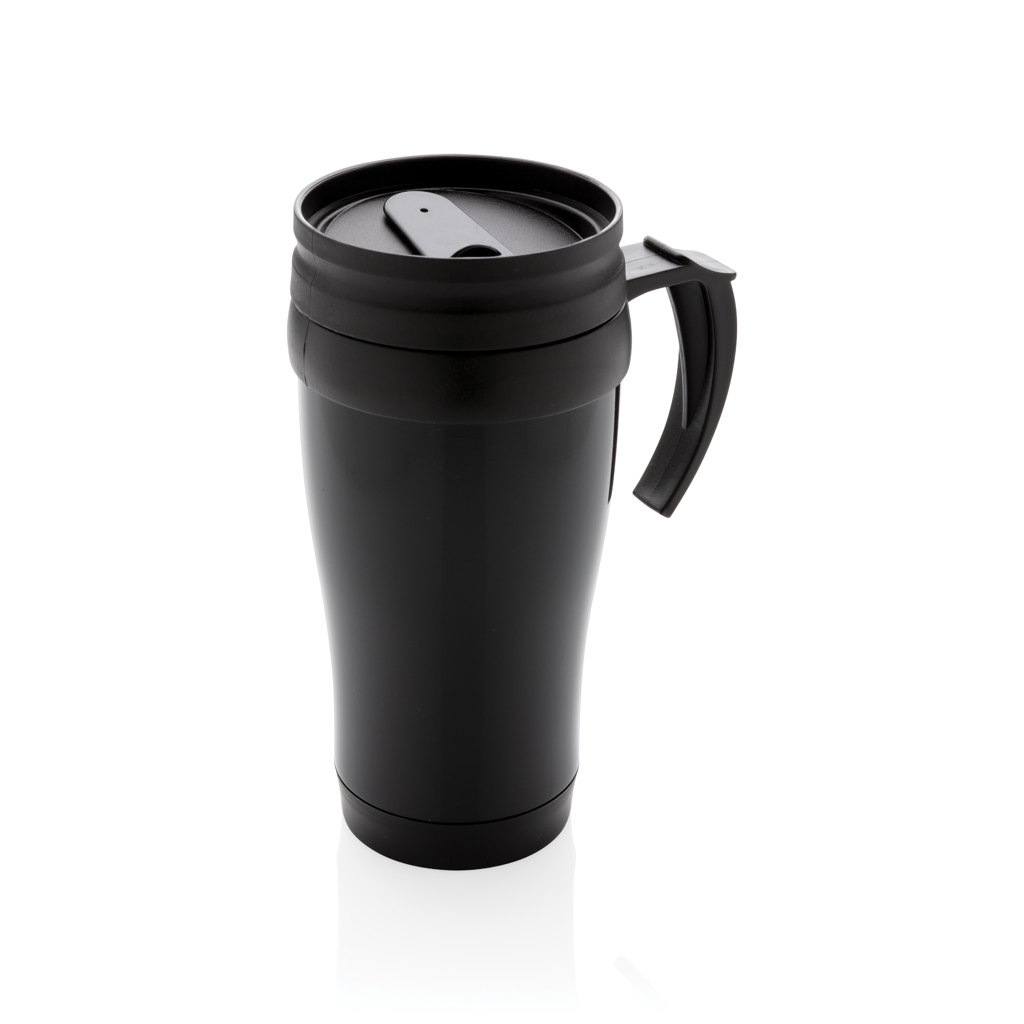 XD Collection Edelstahlbecher 350 ml mit Schiebedeckel, schwarz