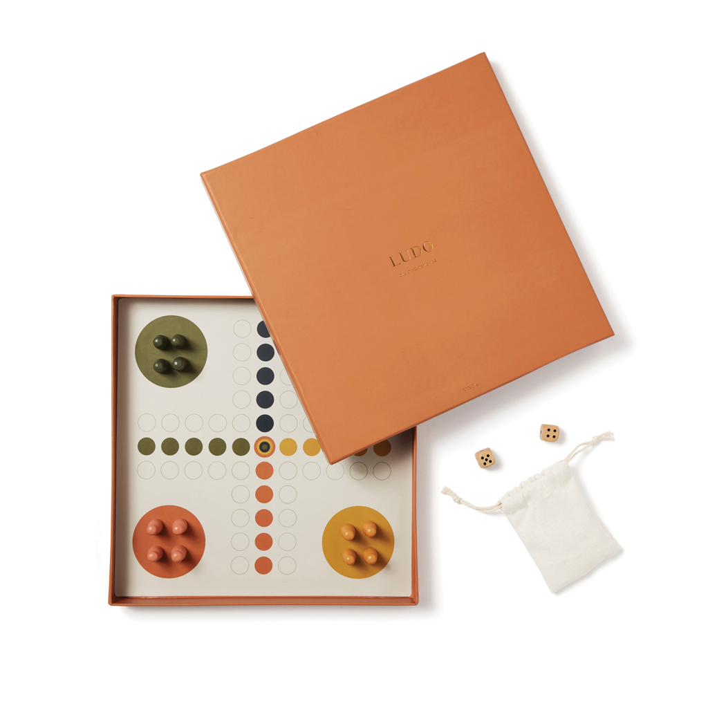 Ludo Holz & Papier – Brettspiel mit Design-Box, braun