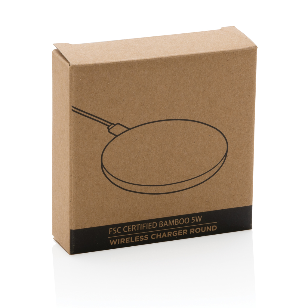XD Collection Wireless Charger Bambus FSC 5W, rund - mit Logo bedruckbar XD Collection Wireless Charger Bambus FSC 5W, rund - mit Logo bedruckbar