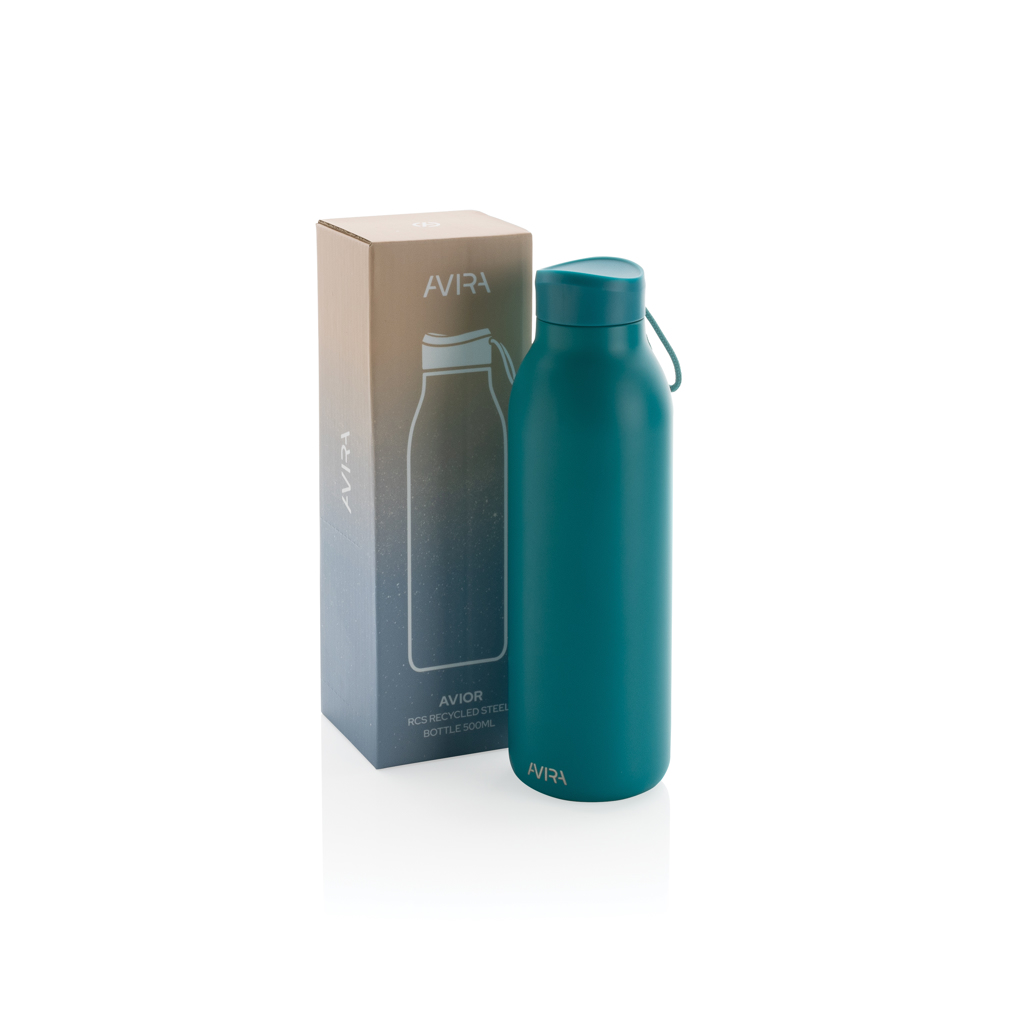 Avira Avior Vakuumflasche 500 ml aus recyceltem Edelstahl, bedruckbar mit Logo