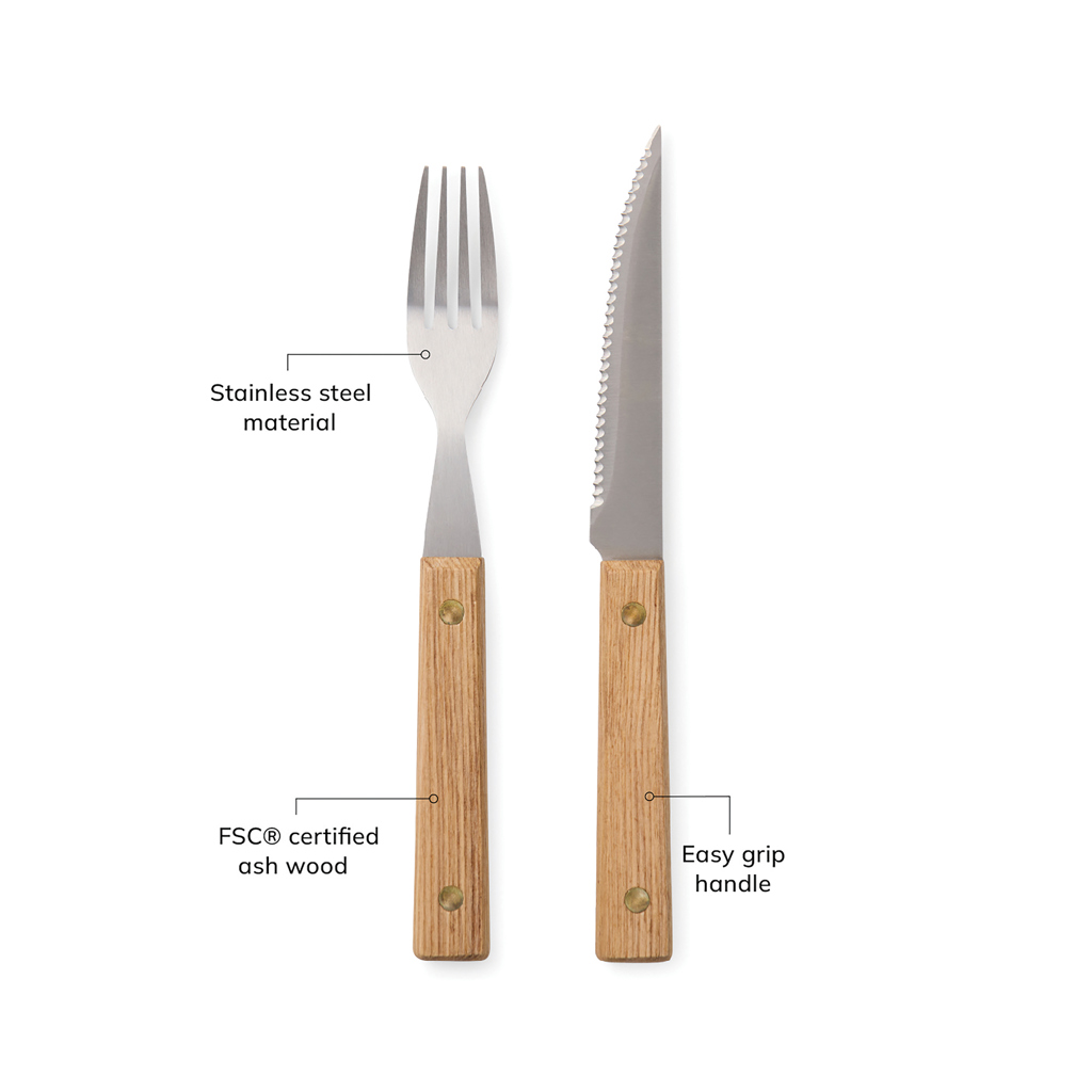 VINGA Paso BBQ-Besteck 8-teilig aus FSC-Eschenholz und Edelstahl