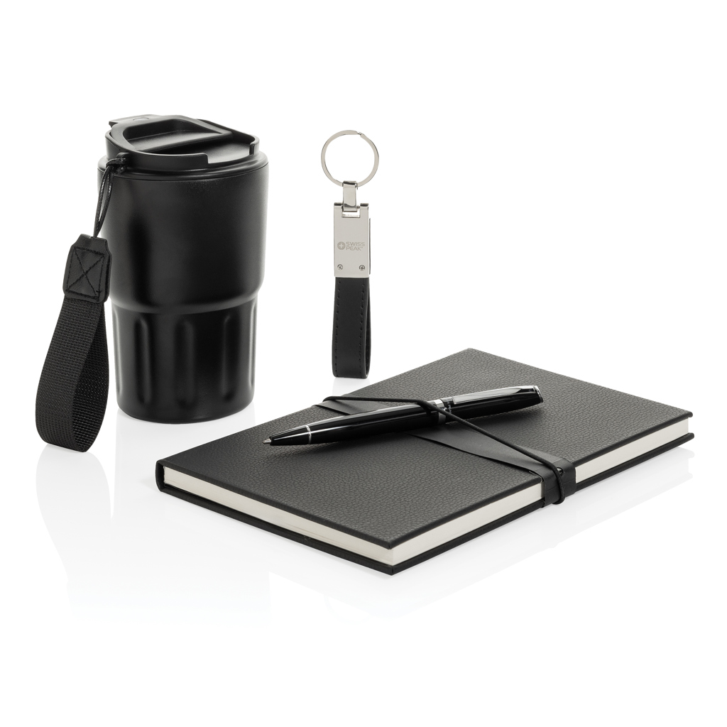 Swiss Peak RCS Deluxe Business-Set mit Vakuum-Becher, Notizbuch, Kugelschreiber und Schlüsselanhänger Swiss Peak RCS Deluxe Business-Set mit Vakuum-Becher, Notizbuch, Kugelschreiber und Schlüsselanhänger