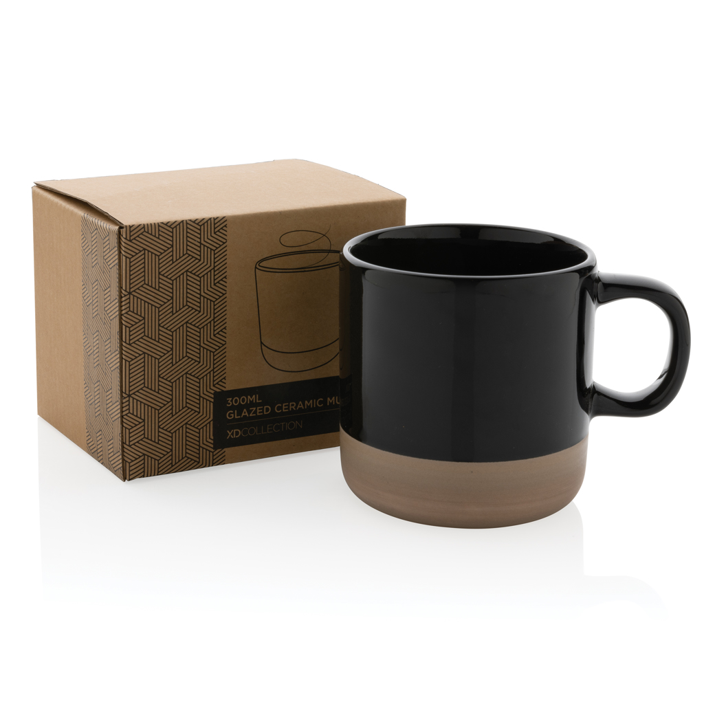 Keramikbecher 360 ml, glasiert, Naturboden – schwarz Keramikbecher 360 ml, glasiert, Naturboden – schwarz