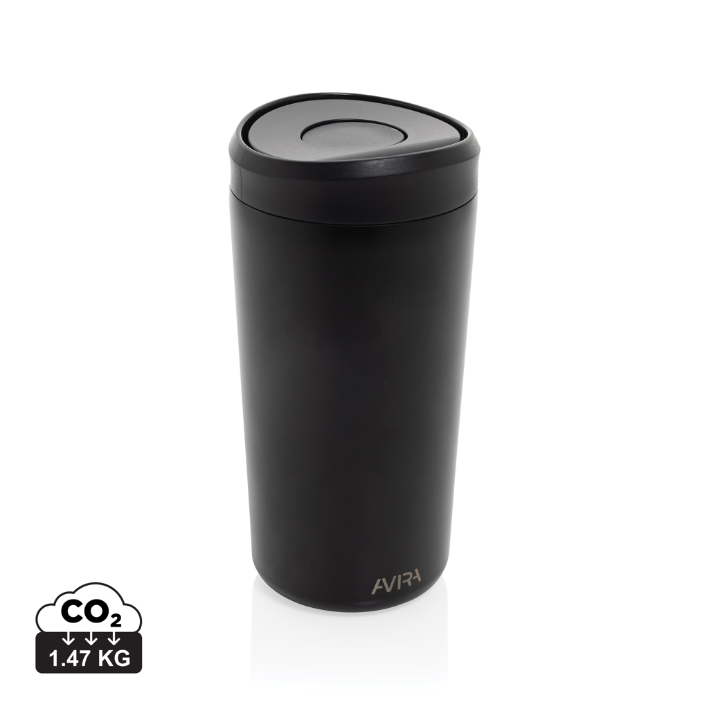 Avira Alix Klickbecher 400 ml — RCS-Recycling-Stahl mit One-Click-Deckel