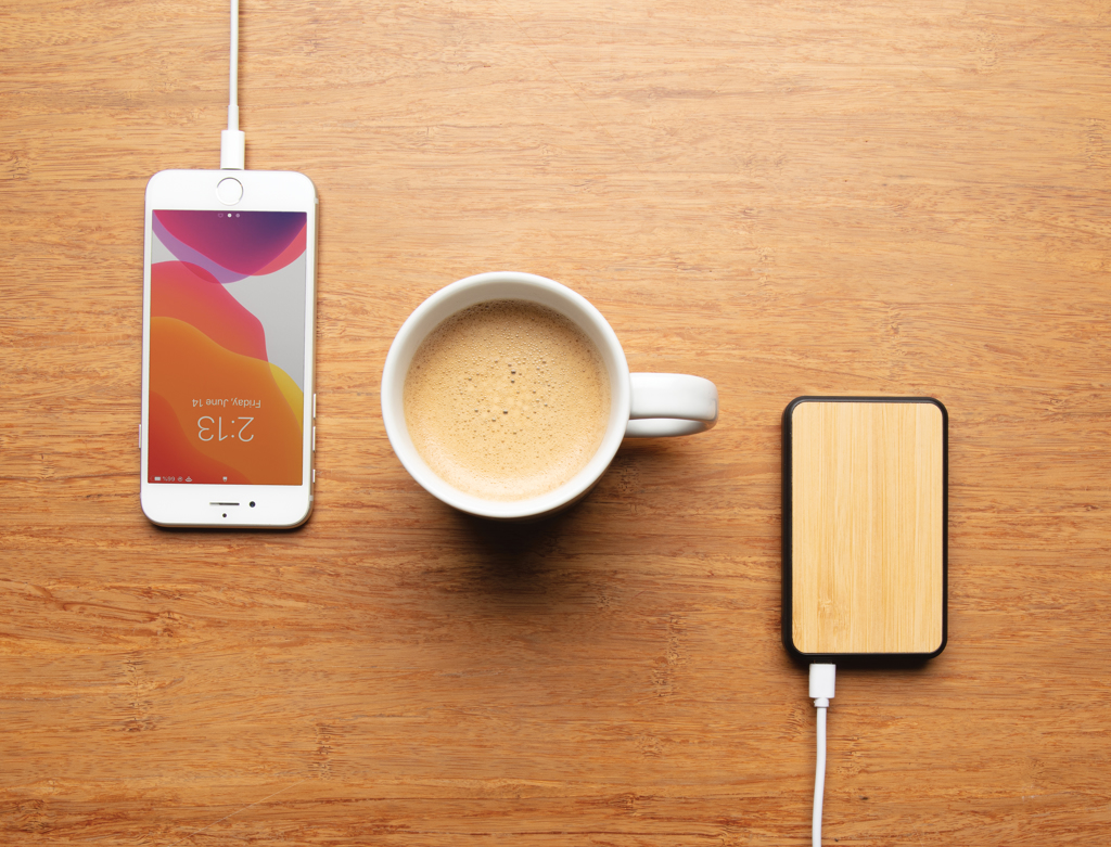 XD Collection 5.000 mAh Powerbank P322.37 aus recyceltem ABS und FSC-Bambus, bedruckbar