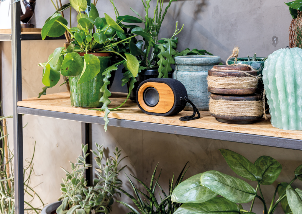 Recyceltes PET & Bambus Bluetooth Lautsprecher – schwarz