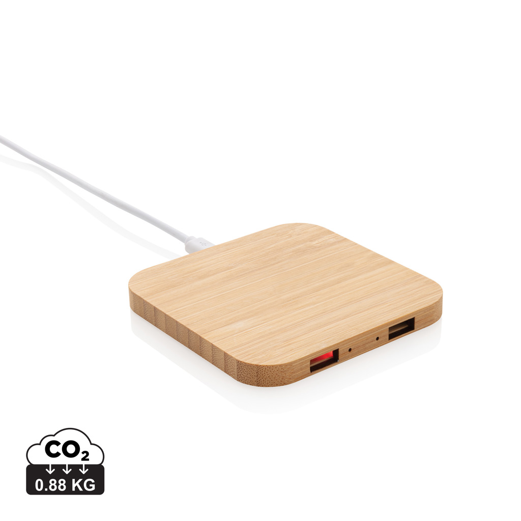BambooCharge 5W Wireless mit USB – Elegantes Werbegeschenk für Events BambooCharge 5W Wireless mit USB – Elegantes Werbegeschenk für Events