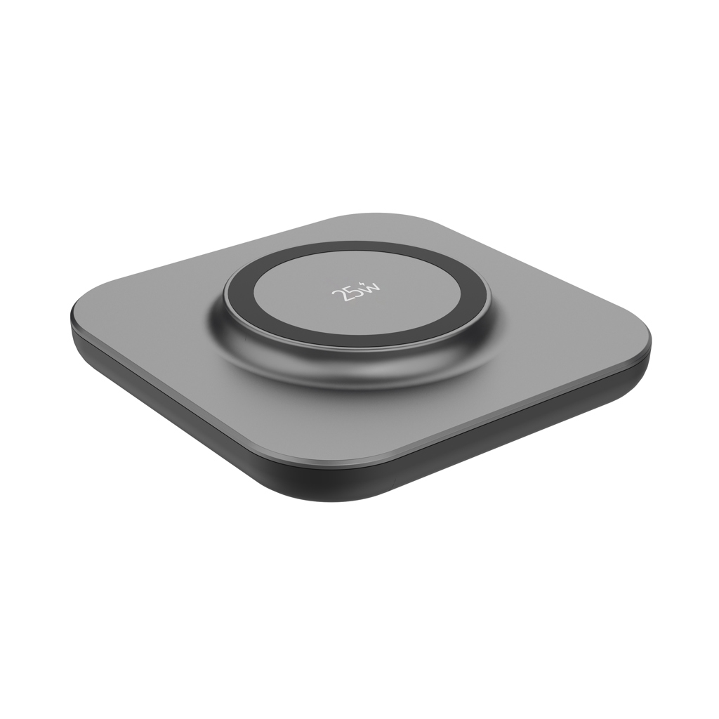 XD Xclusive Quantum 25W magnetisches Wireless-Charging-Pad – recyceltes ABS, bedruckbar
