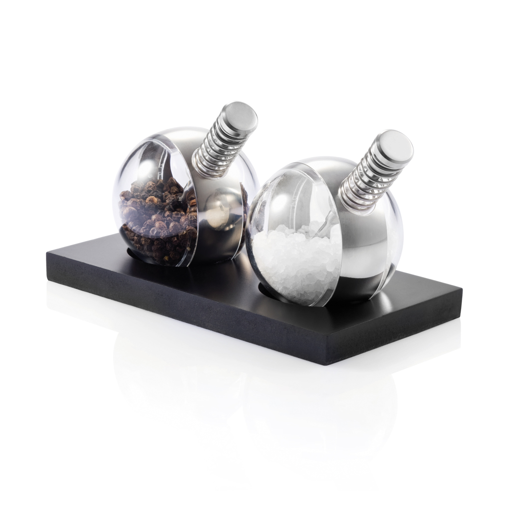 Gastro Salz&Pfeffer Mühlen Set Edelstahl/Holz – schwarz
