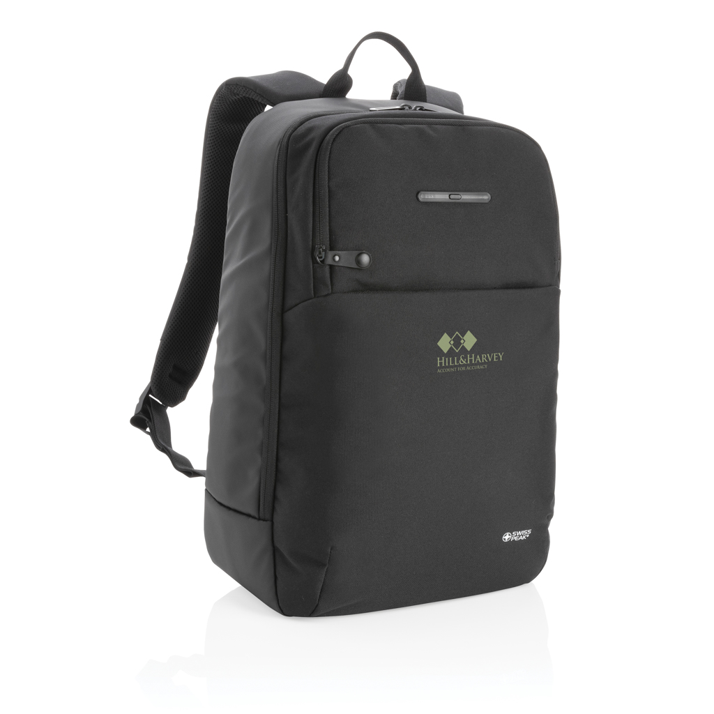 Swiss Peak Laptop-Rucksack mit UV-C-Sterilisationstasche, 15,6 Zoll, bedruckbar