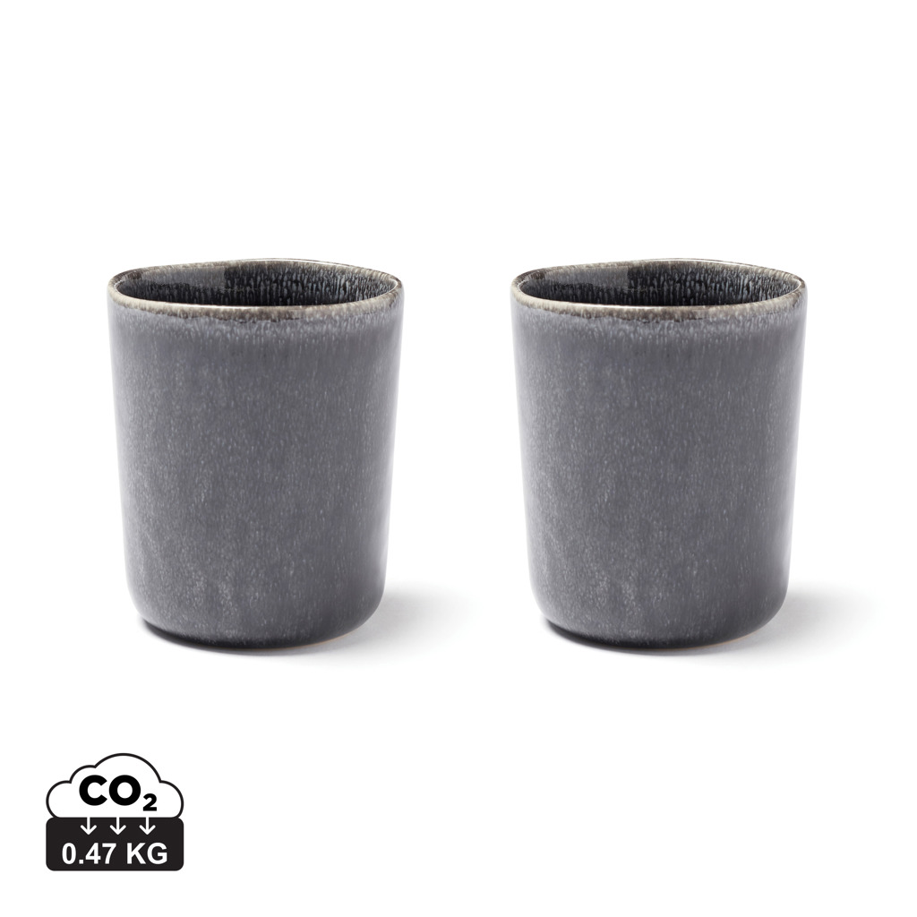 Steingut Becher 350 ml 2er-Set – handgefertigt schwarz