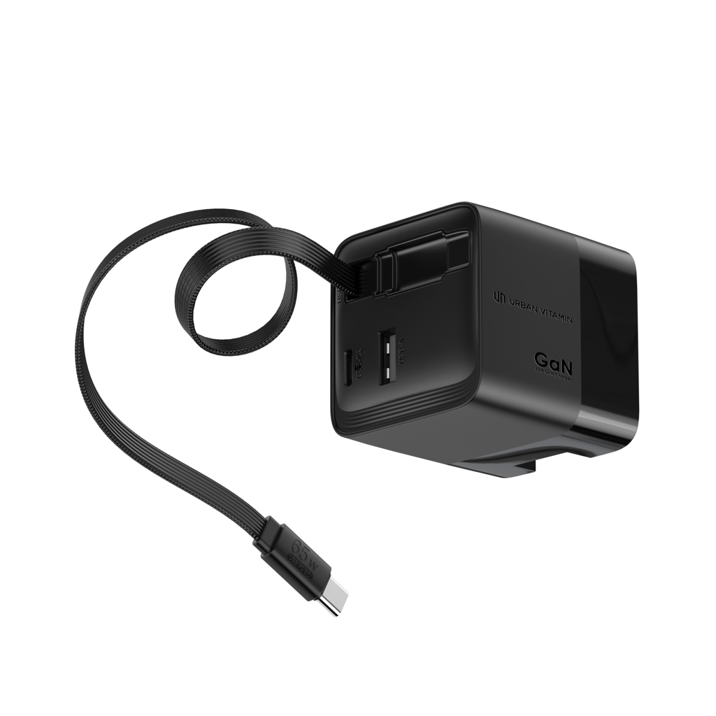 RCS‑zert. recyceltes 65W GaN USB‑C Ladegerät – schwarz