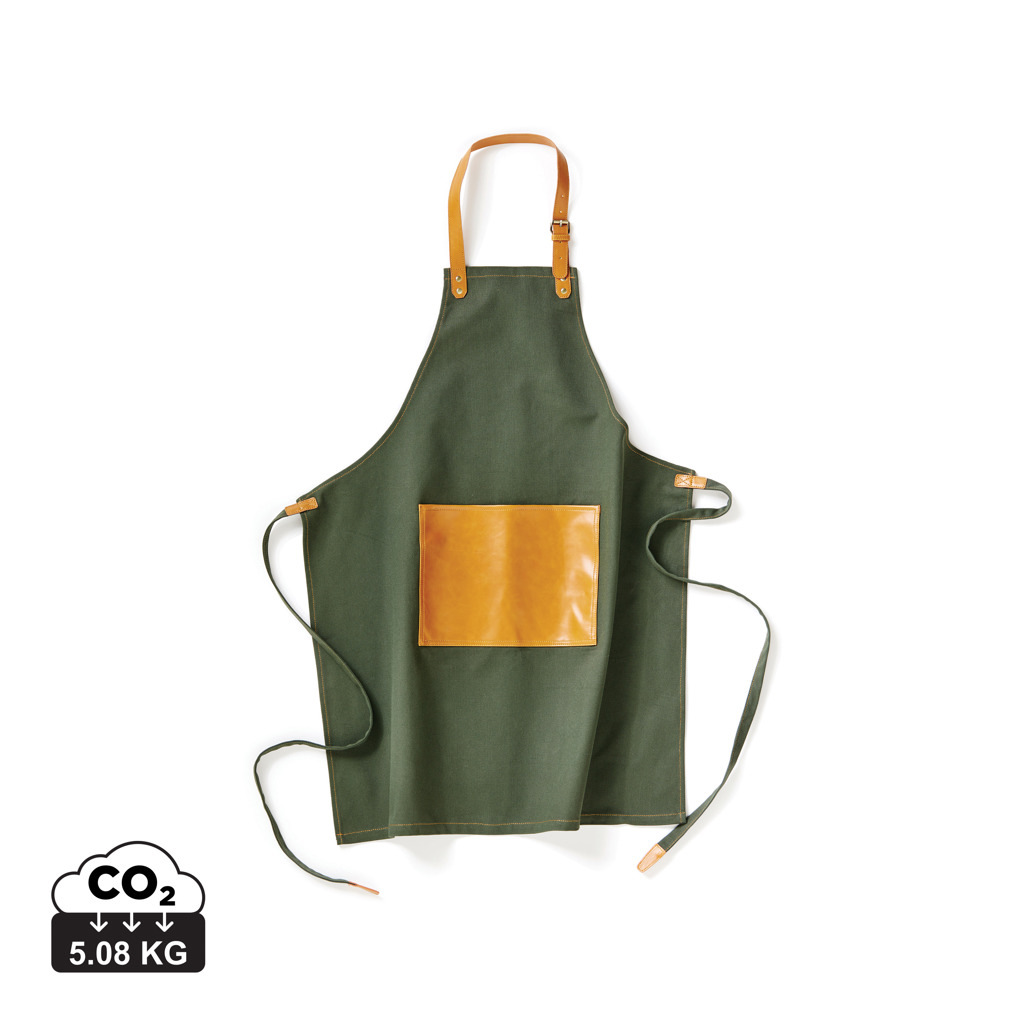 VINGA Asado Küchenschürze aus stonewashed Segeltuch mit PU-Details VINGA Asado Küchenschürze aus stonewashed Segeltuch mit PU-Details