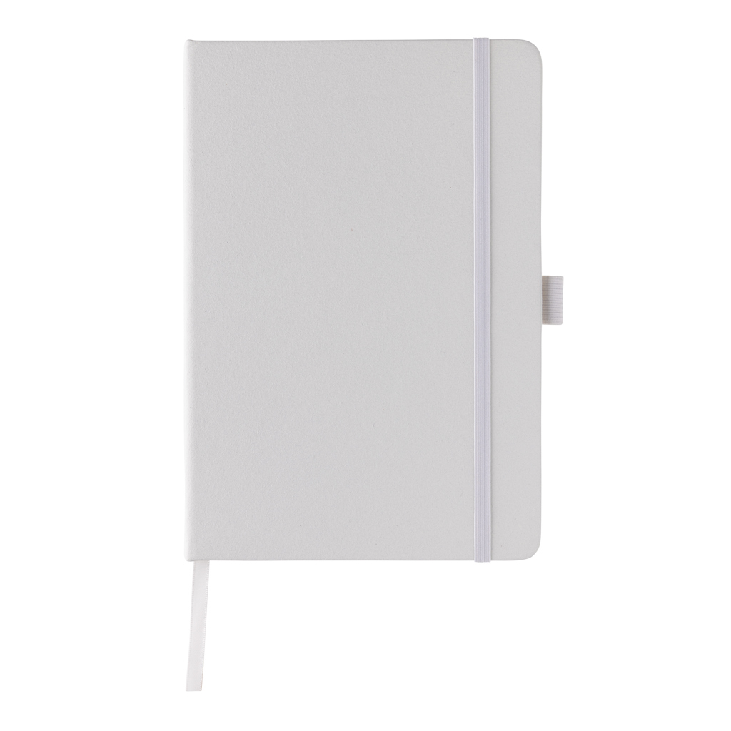 Sam A5 Notizbuch aus recyceltem Lederfaserstoff – Elegantes Eventgeschenk mit Logo Sam A5 Notizbuch aus recyceltem Lederfaserstoff – Elegantes Eventgeschenk mit Logo