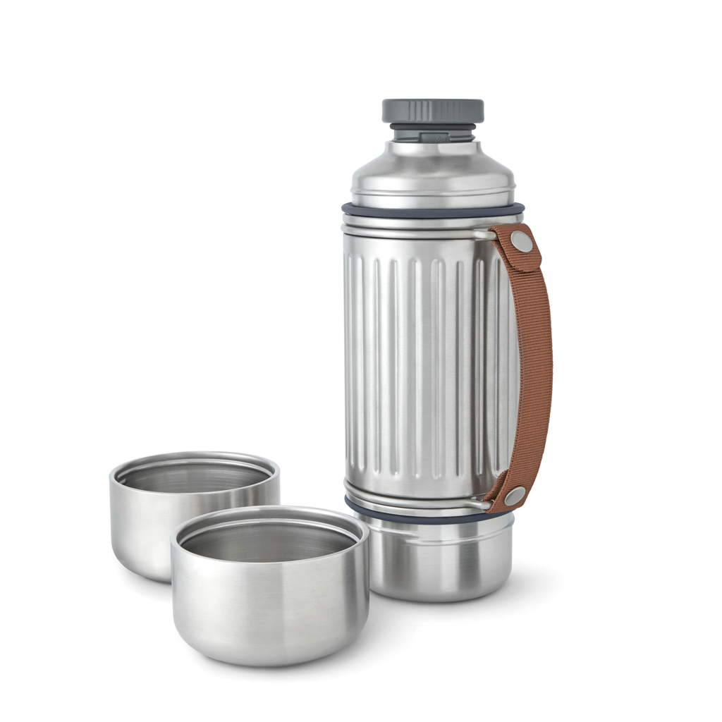 Black+Blum Explorer Flasche Duo 1L Edelstahl Vakuum mit 2 Bechern – mit Logo veredelbar Black+Blum Explorer Flasche Duo 1L Edelstahl Vakuum mit 2 Bechern – mit Logo veredelbar