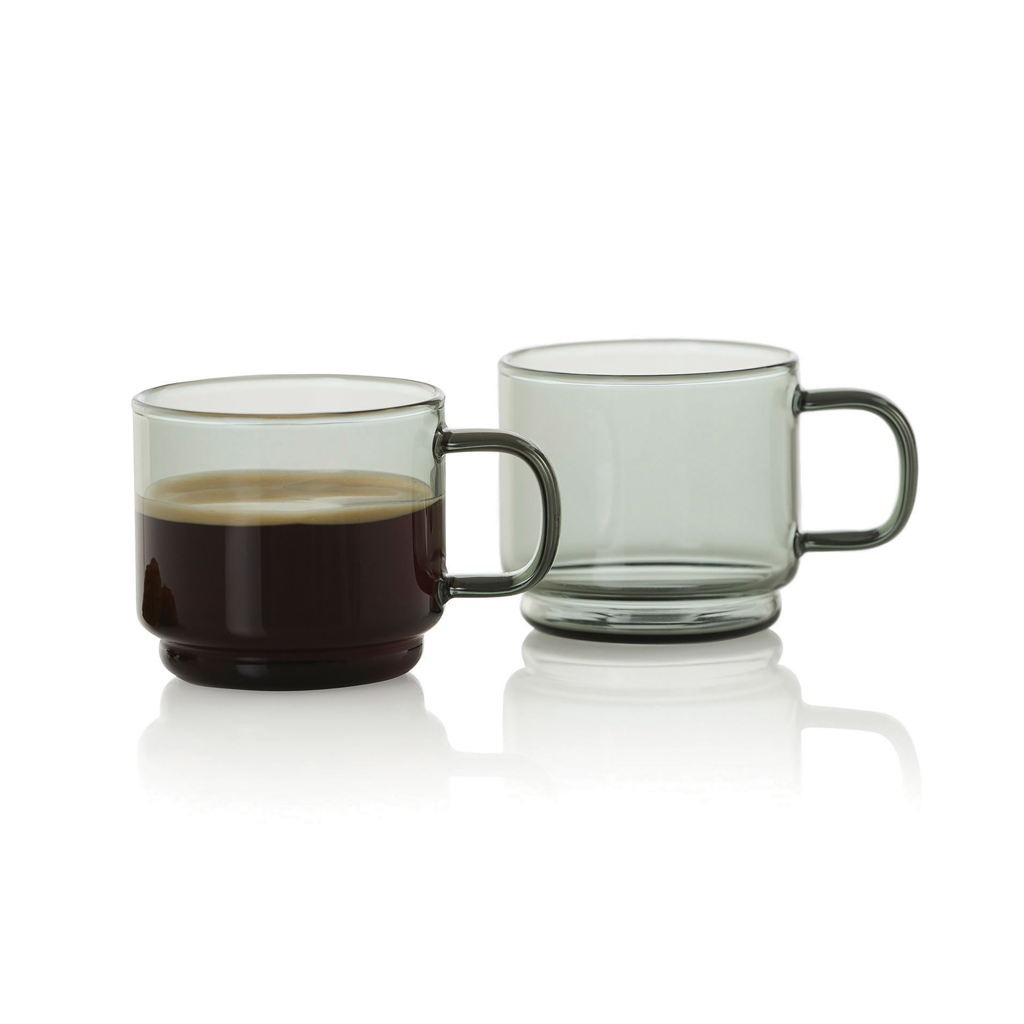 AdHoc Impact Espressotassen-Set 2 × 70 ml aus Borosilikatglas mit Logo-Druck