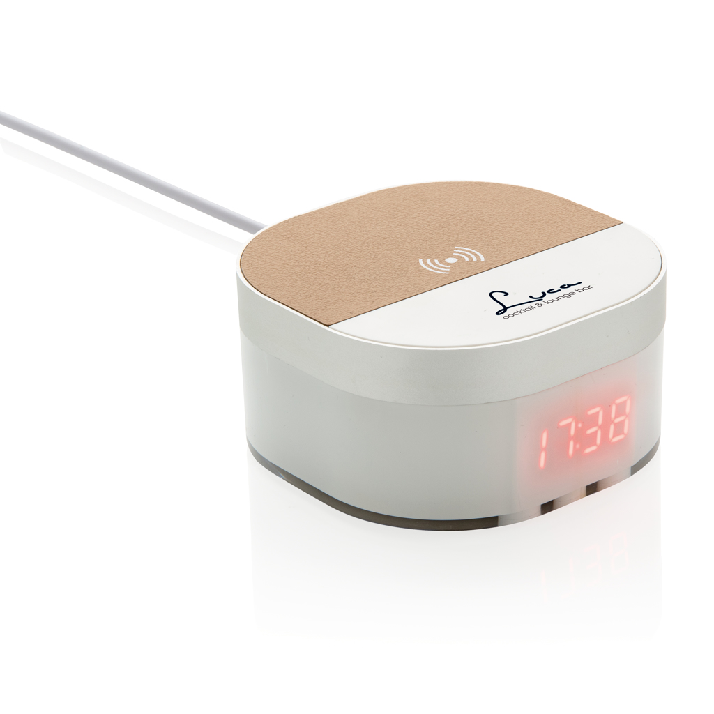 Qi 5W Wireless Ladeuhr mit Aluminium – weiß