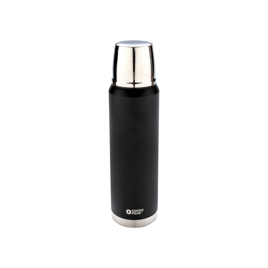 Edelstahl Isolierflasche 1L, 8h heiß/24h kalt – schwarz Edelstahl Isolierflasche 1L, 8h heiß/24h kalt – schwarz