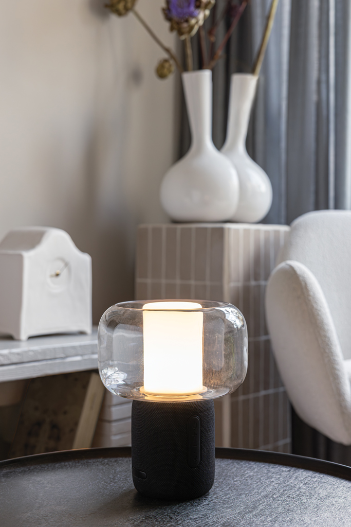XD Xclusive Lux 10W Lautsprecherlampe aus RCS-recyceltem Kunststoff mit Logo-Werbeanbringung