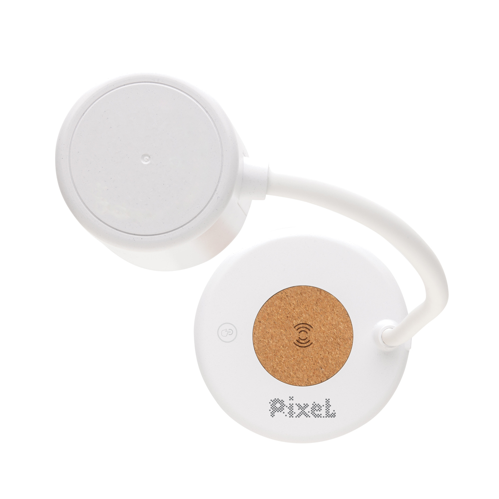 Zenara 15W Wireless Charger mit Schreibtischlampe aus recyceltem ABS und FSC-Kork Zenara 15W Wireless Charger mit Schreibtischlampe aus recyceltem ABS und FSC-Kork
