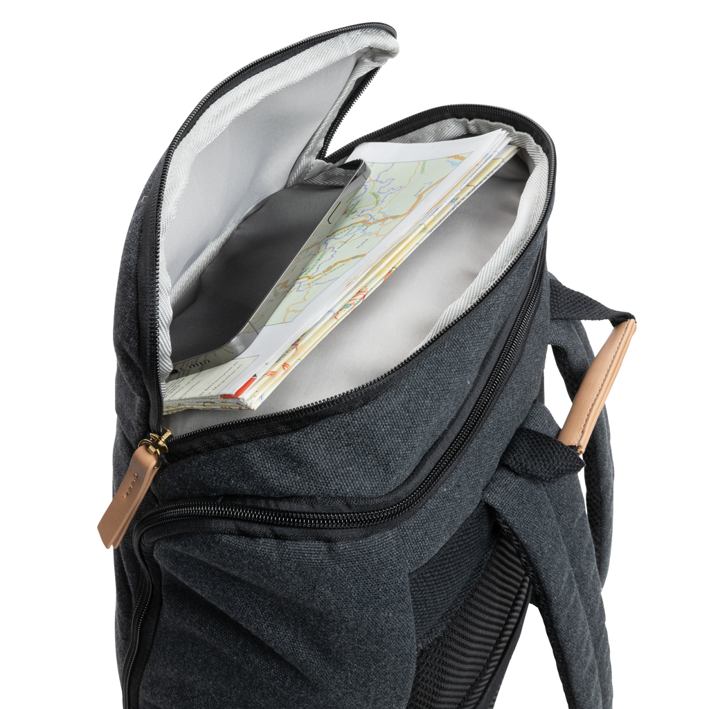 Impact AWARE™ 16 oz. Laptop-Rucksack 15 Zoll aus recyceltem Canvas, bedruckbar Impact AWARE™ 16 oz. Laptop-Rucksack 15 Zoll aus recyceltem Canvas, bedruckbar