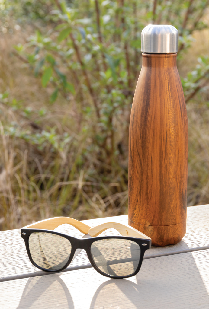 XD Collection Edelstahl-Trinkflasche 500ml mit Holzoptik, vakuumisoliert XD Collection Edelstahl-Trinkflasche 500ml mit Holzoptik, vakuumisoliert