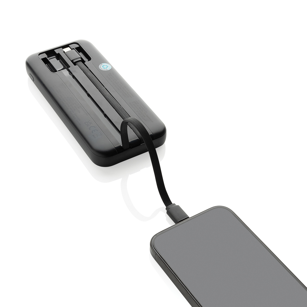 XD Collection Turbopack 10.000 mAh Powerbank rABS mit integrierten Kabeln