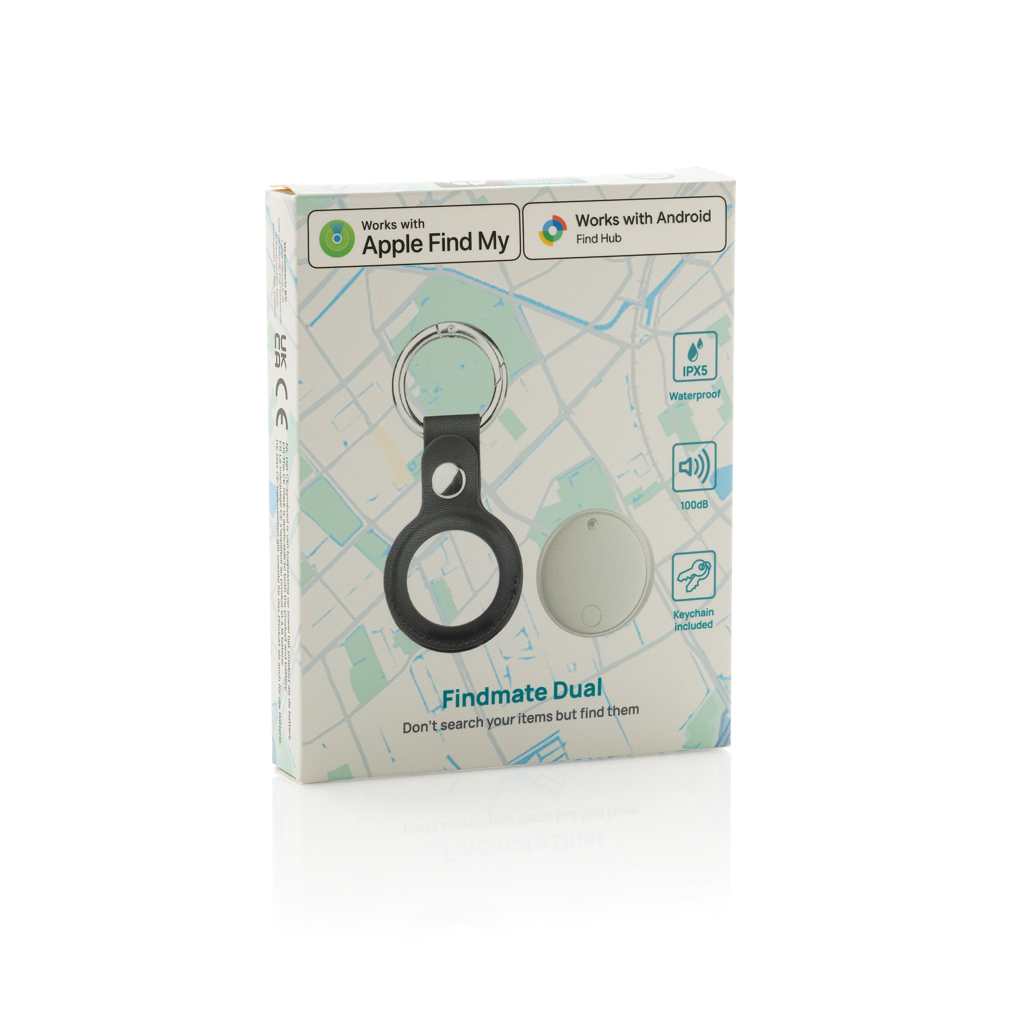 Findmate Dual Bluetooth-Tracker aus recyceltem ABS, RCS-zertifiziert, mit Logo bedruckbar Findmate Dual Bluetooth-Tracker aus recyceltem ABS, RCS-zertifiziert, mit Logo bedruckbar