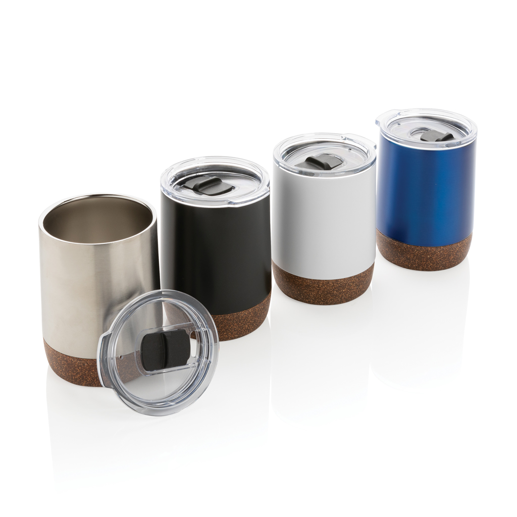 XD Collection Vakuum-Kaffeetasse RCS rSteel & Kork 180 ml mit Logo