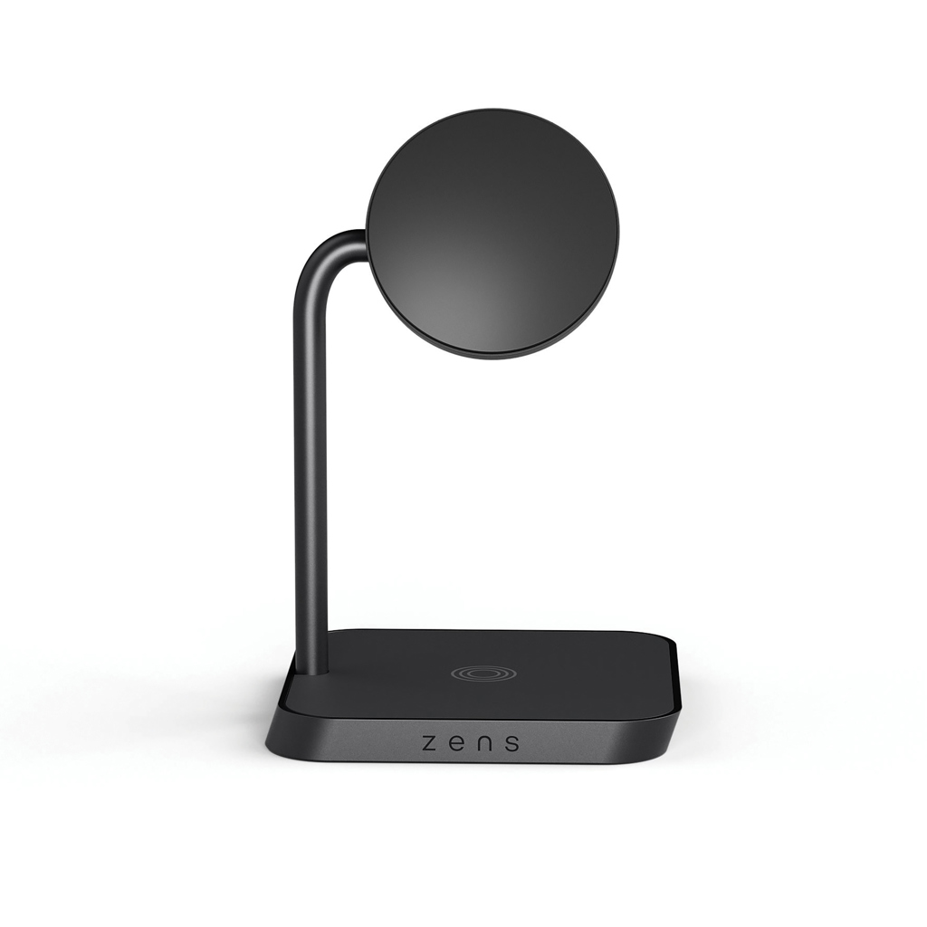 Zens Office Charger 2 Schwarz – kabellose 2-in-1-Ladestation aus Zinklegierung, mit Logo graviert oder bedruckt Zens Office Charger 2 Schwarz – kabellose 2-in-1-Ladestation aus Zinklegierung, mit Logo graviert oder bedruckt