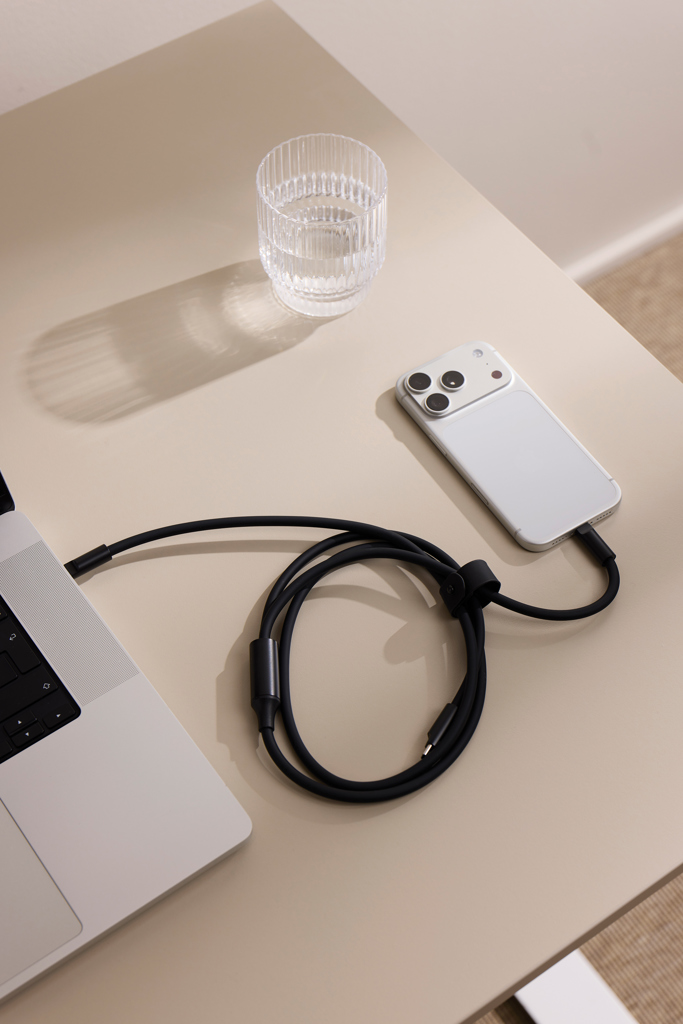 VINGA Baltimore Silikon-Multiladekabel USB-C auf 2x USB-C, 100 W, 120 cm