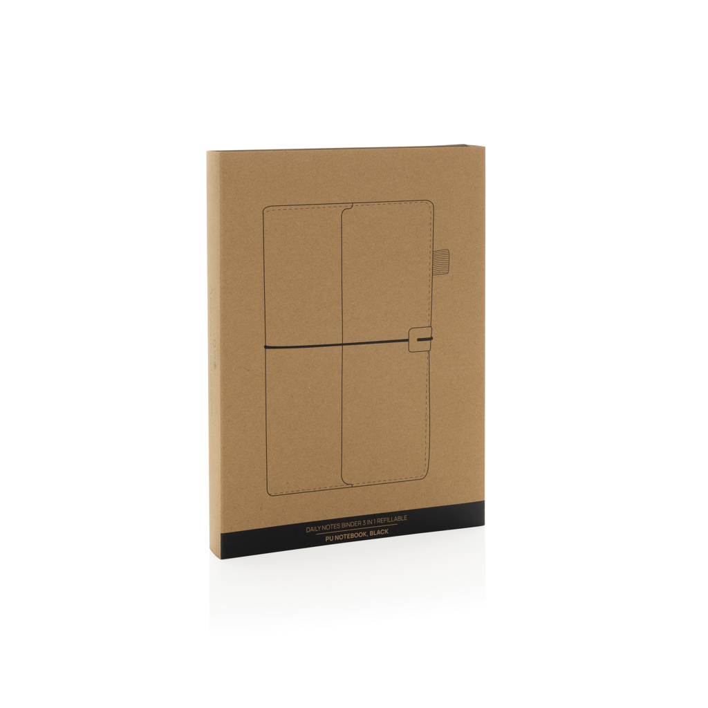 XD Collection Daily Notes Binder – nachfüllbares 3-in-1 PU-Notizbuch mit Logo