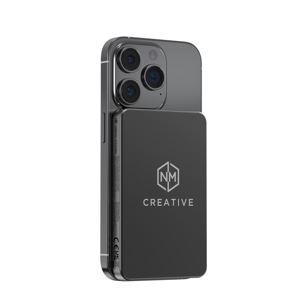 Urban Vitamin Marin Magnet-Powerbank 5.000 mAh, 15 W kabellos – mit Logo gravierbar Urban Vitamin Marin Magnet-Powerbank 5.000 mAh, 15 W kabellos – mit Logo gravierbar