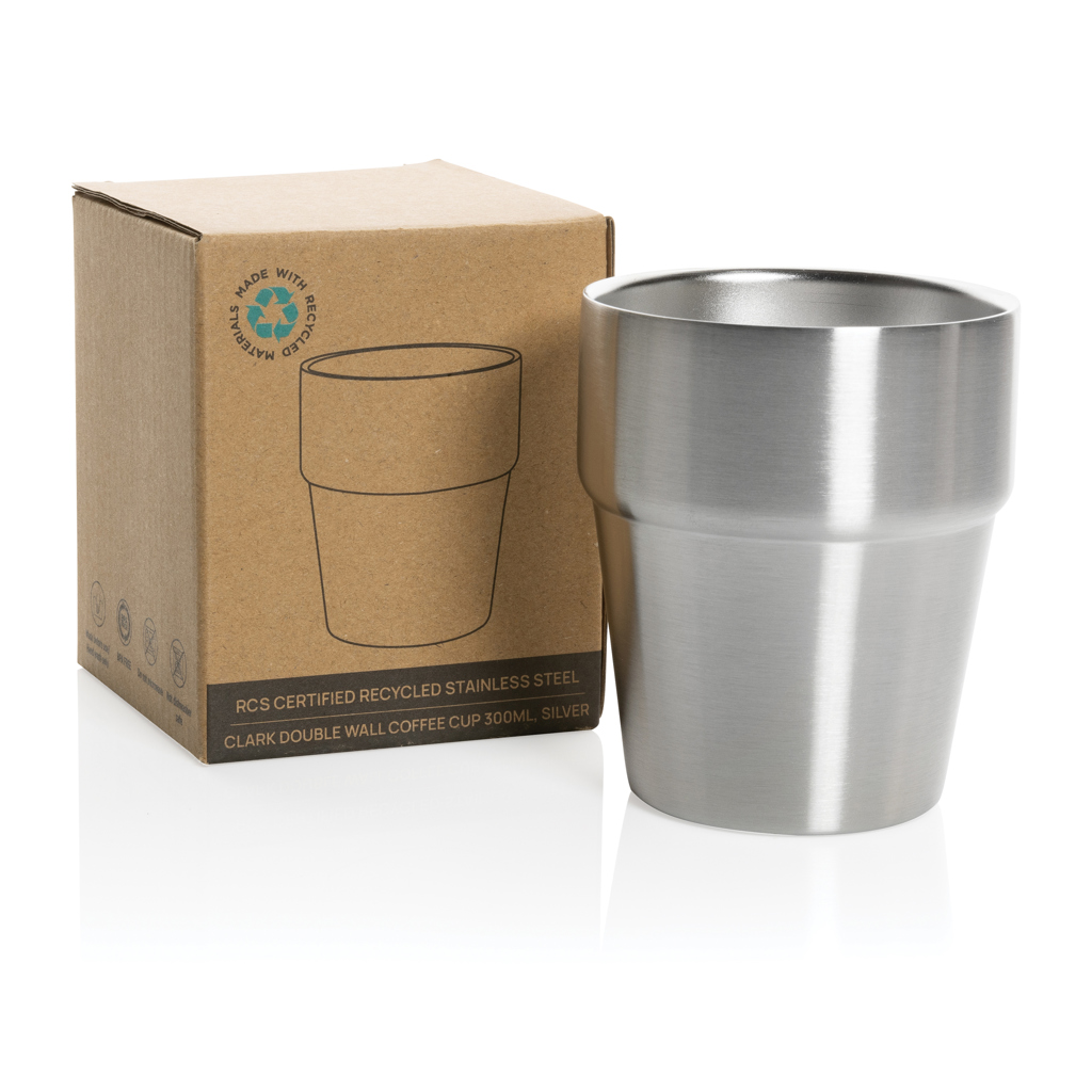Clark Doppelwandige RCS Kaffeetasse 300 ml aus recyceltem Edelstahl