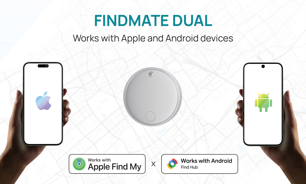Findmate Dual Bluetooth-Tracker aus recyceltem ABS, RCS-zertifiziert, mit Logo bedruckbar Findmate Dual Bluetooth-Tracker aus recyceltem ABS, RCS-zertifiziert, mit Logo bedruckbar