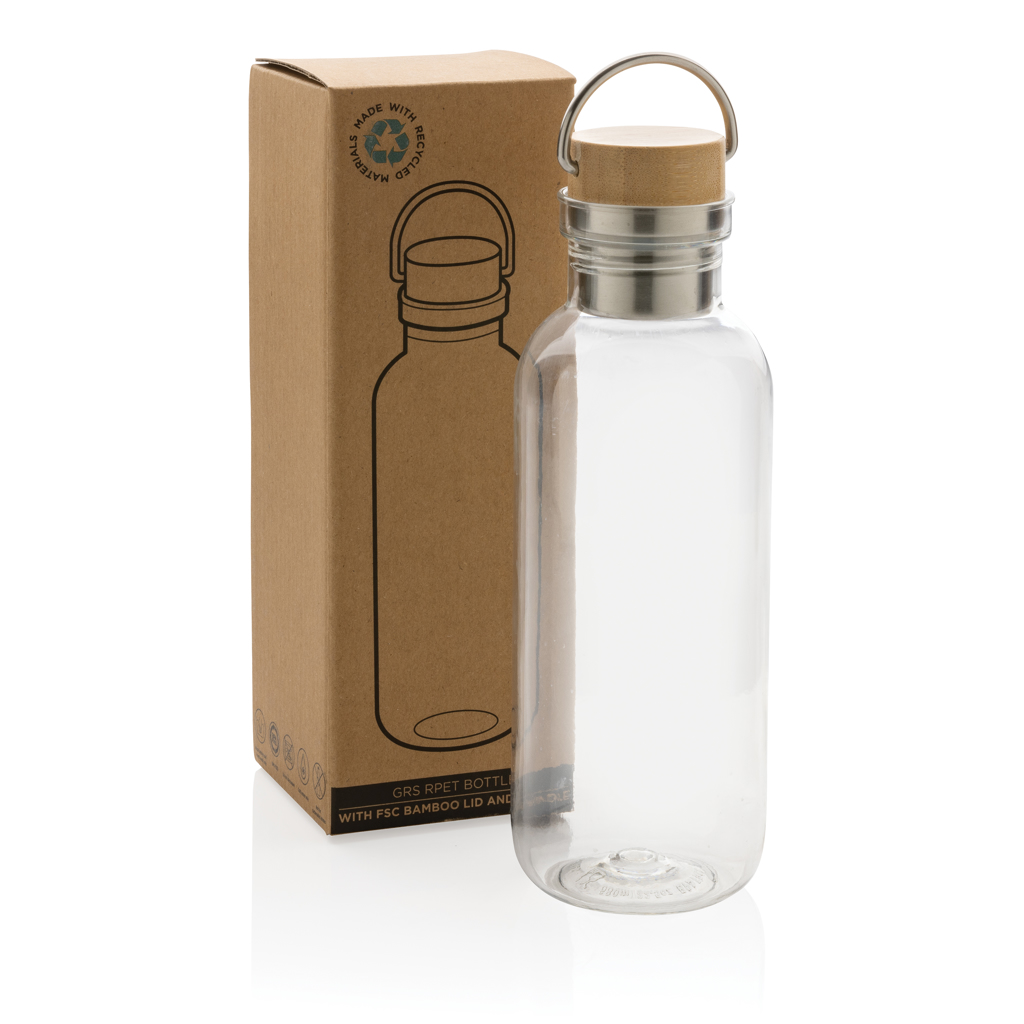 RCS rPET Trinkflasche mit FSC-Bambusdeckel und Griff, 680 ml — XD Collection
